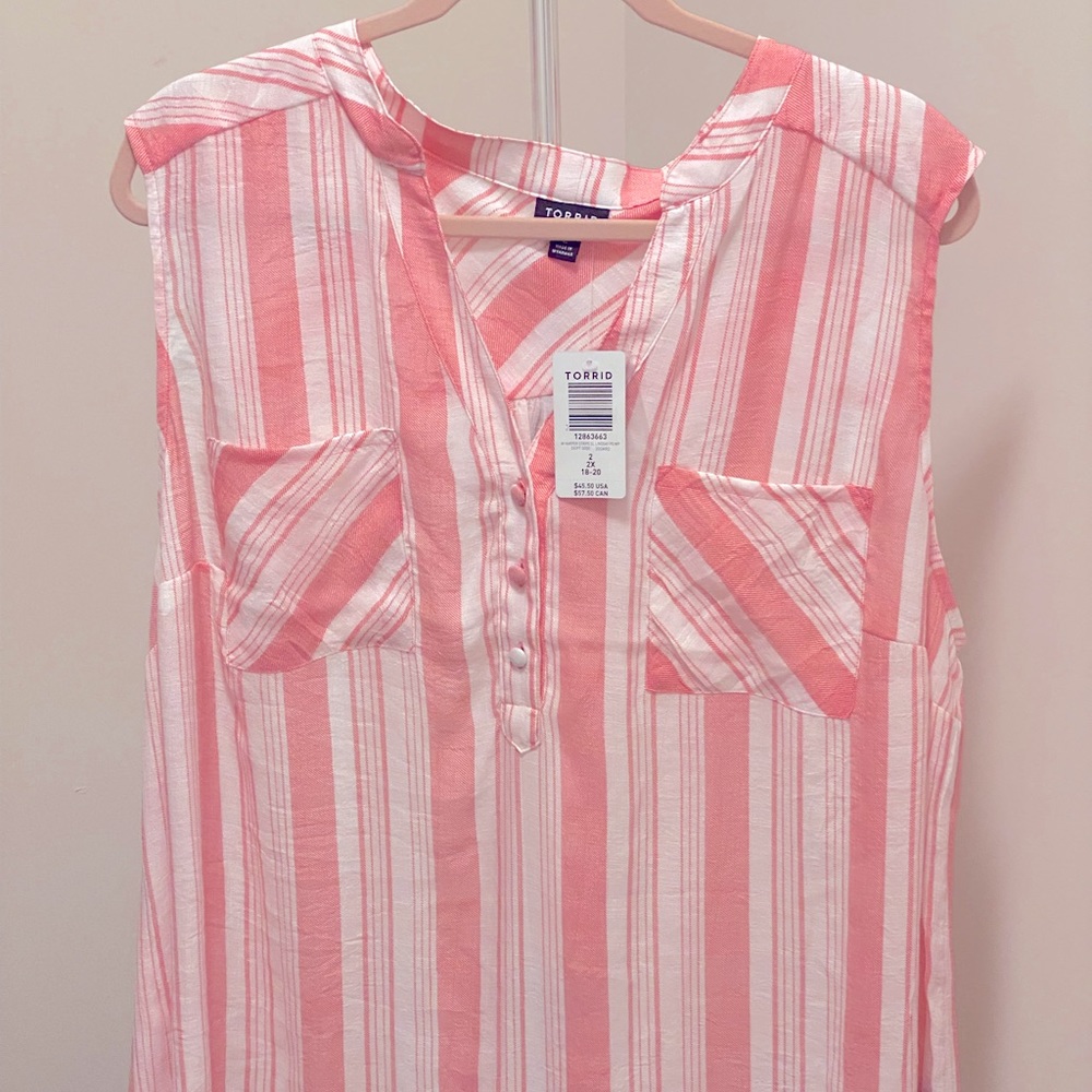 Torrid Striped Sleeveless Blouse